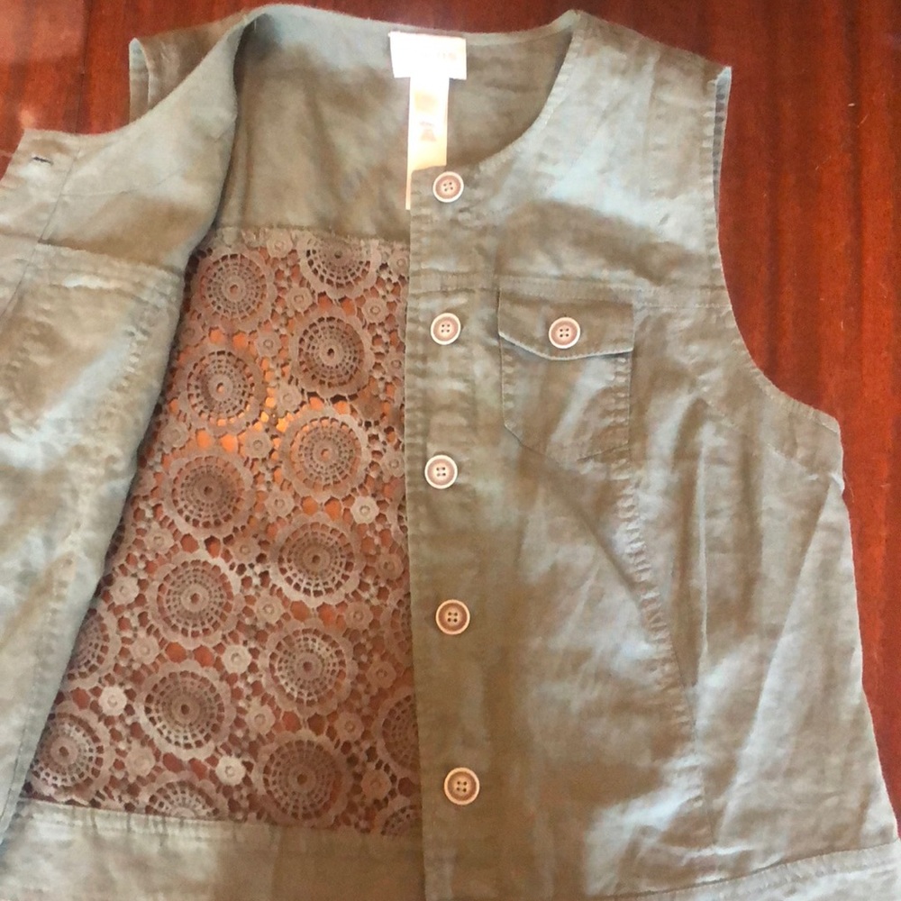 Chico’s linen crochet vest